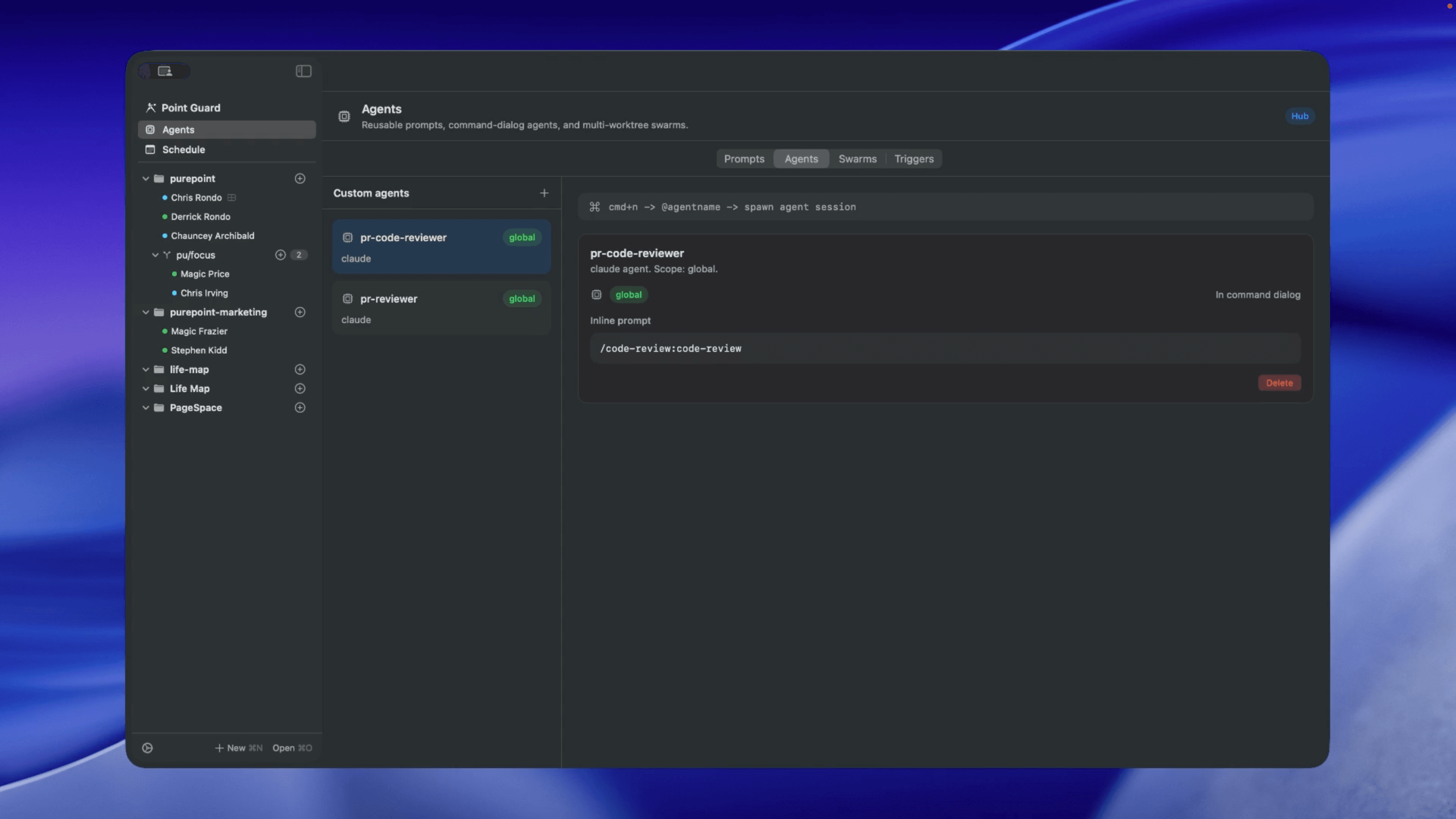 Agent configuration screen with custom prompts